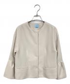 KUMIKYOKUクミキョク）の古着「コンフォートダブルドレープ ノーカラージャケット」｜ベージュ