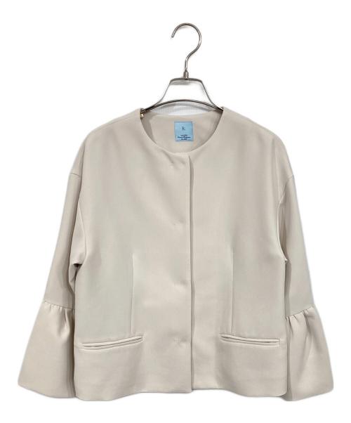 KUMIKYOKU（クミキョク）KUMIKYOKU (クミキョク) コンフォートダブルドレープ ノーカラージャケット ベージュ サイズ:SIZE 2の古着・服飾アイテム