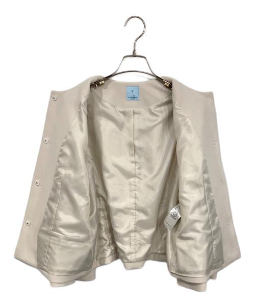 KUMIKYOKU（クミキョク）KUMIKYOKU (クミキョク) コンフォートダブルドレープ ノーカラージャケット ベージュ サイズ:SIZE 2の古着・服飾アイテム