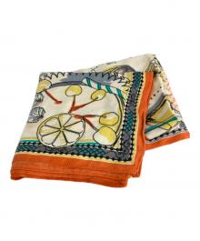 manipuri（マニプリ）の古着「＜ウールシルクストールヘリンボーン織120＞ホットワイン」｜ベージュ×オレンジ