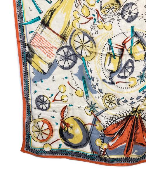 manipuri（マニプリ）manipuri (マニプリ) ＜ウールシルクストールヘリンボーン織120＞ホットワイン ベージュ×オレンジの古着・服飾アイテム