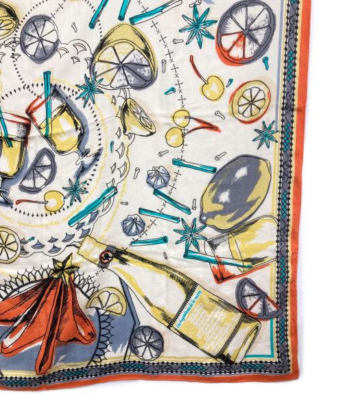 manipuri（マニプリ）manipuri (マニプリ) ＜ウールシルクストールヘリンボーン織120＞ホットワイン ベージュ×オレンジの古着・服飾アイテム