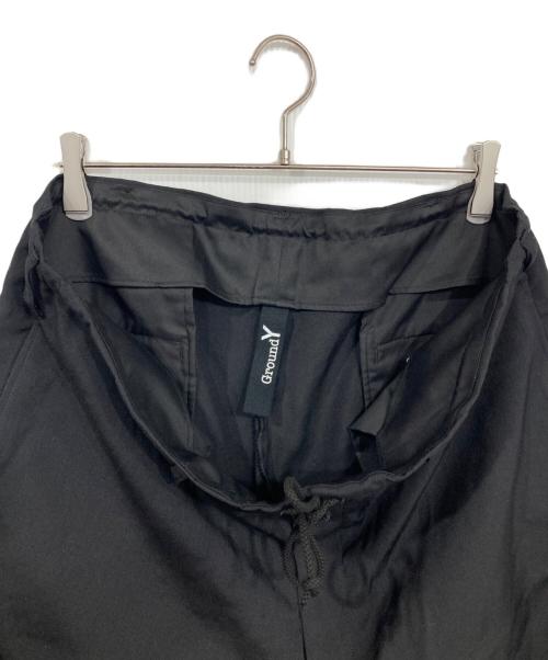 GROUND Y（グラウンドワイ）GROUND Y (グラウンドワイ) WOOL GABARDINE WAIST DRAWSTRING PANTS ブラック サイズ:3の古着・服飾アイテム