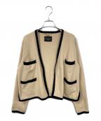 VERMEIL par ienaヴェルメイユ パー イエナ）の古着「バイカラーバイピンクニットカーディガン」｜ベージュ×ブラック