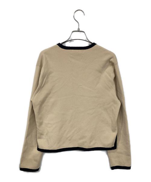 VERMEIL par iena（ヴェルメイユ パー イエナ）VERMEIL par iena (ヴェルメイユ パー イエナ) バイカラーバイピンクニットカーディガン ベージュ×ブラック サイズ:表記無しの古着・服飾アイテム