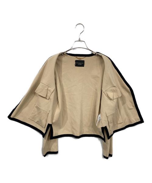 VERMEIL par iena（ヴェルメイユ パー イエナ）VERMEIL par iena (ヴェルメイユ パー イエナ) バイカラーバイピンクニットカーディガン ベージュ×ブラック サイズ:表記無しの古着・服飾アイテム