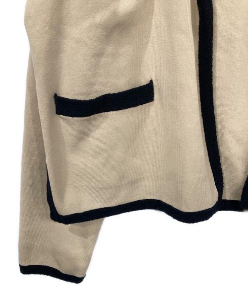 VERMEIL par iena（ヴェルメイユ パー イエナ）VERMEIL par iena (ヴェルメイユ パー イエナ) バイカラーバイピンクニットカーディガン ベージュ×ブラック サイズ:表記無しの古着・服飾アイテム
