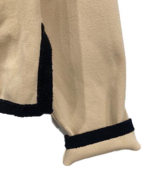 VERMEIL par iena（ヴェルメイユ パー イエナ）VERMEIL par iena (ヴェルメイユ パー イエナ) バイカラーバイピンクニットカーディガン ベージュ×ブラック サイズ:表記無しの古着・服飾アイテム