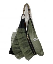 OUTDOOR PRODUCTS×Risley（アウトドア プロダクツ×リズレー）の古着「トライアングルフリルメッシュBAG」｜ブラック×カーキ
