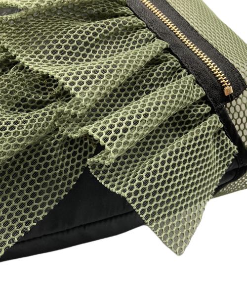 OUTDOOR PRODUCTS（アウトドア プロダクツ）OUTDOOR PRODUCTS (アウトドア プロダクツ) RISLEY (リズレー) トライアングルフリルメッシュBAG ブラック×カーキの古着・服飾アイテム