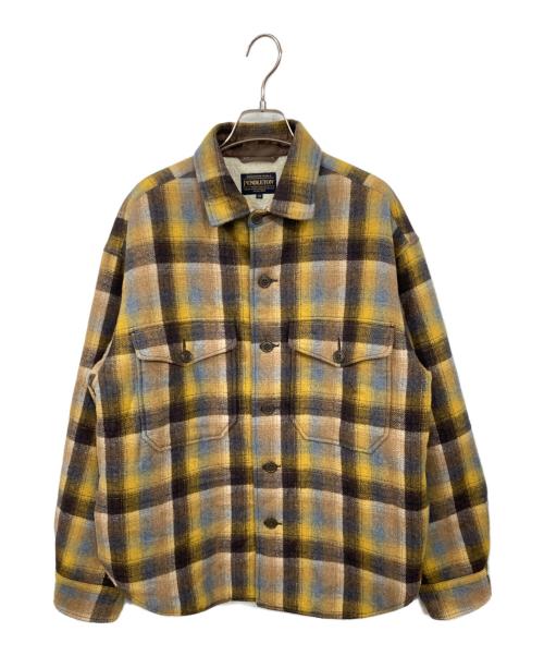 PENDLETON（ペンドルトン）PENDLETON (ペンドルトン) 裏ボアチェックシャツジャケット イエロー×ブラウン サイズ:Mの古着・服飾アイテム