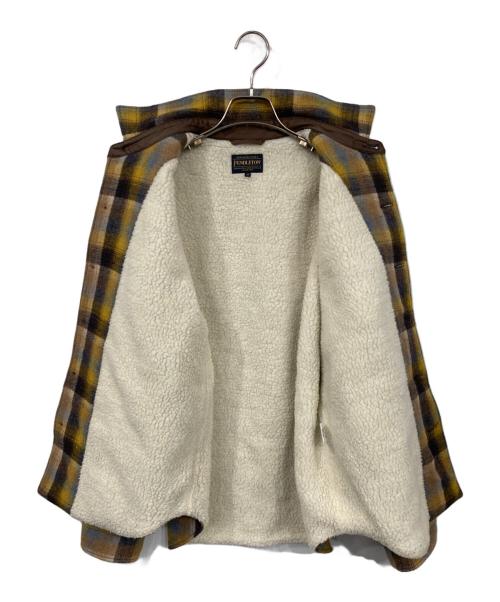 PENDLETON（ペンドルトン）PENDLETON (ペンドルトン) 裏ボアチェックシャツジャケット イエロー×ブラウン サイズ:Mの古着・服飾アイテム