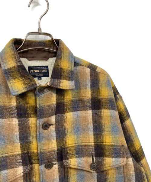 PENDLETON（ペンドルトン）PENDLETON (ペンドルトン) 裏ボアチェックシャツジャケット イエロー×ブラウン サイズ:Mの古着・服飾アイテム