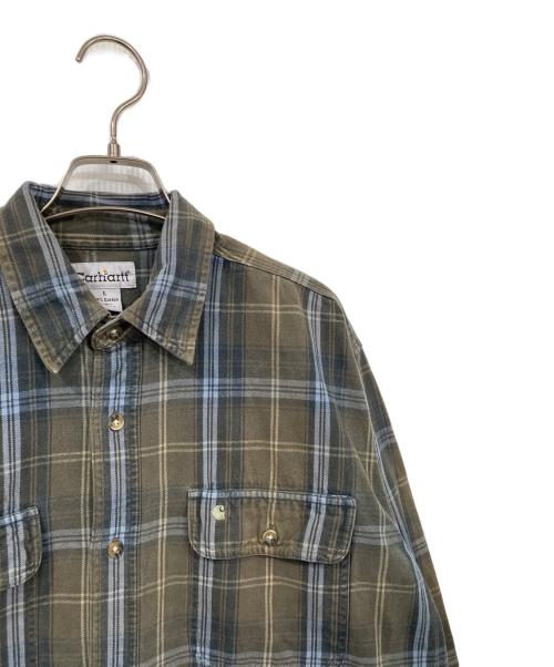 CarHartt（カーハート）CarHartt (カーハート) 古着チェックシャツ カーキ×ネイビー サイズ:Lの古着・服飾アイテム