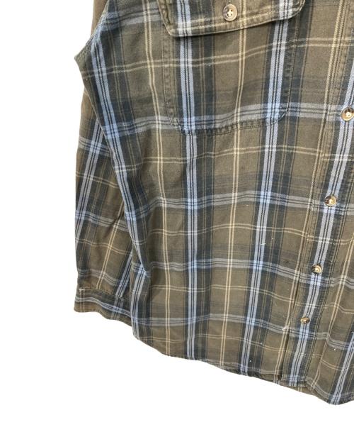 CarHartt（カーハート）CarHartt (カーハート) 古着チェックシャツ カーキ×ネイビー サイズ:Lの古着・服飾アイテム