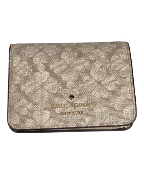 Kate Spade（ケイトスペード）Kate Spade (ケイトスペード) スペード フラワー スモール バイフォールド ウォレット ベージュの古着・服飾アイテム