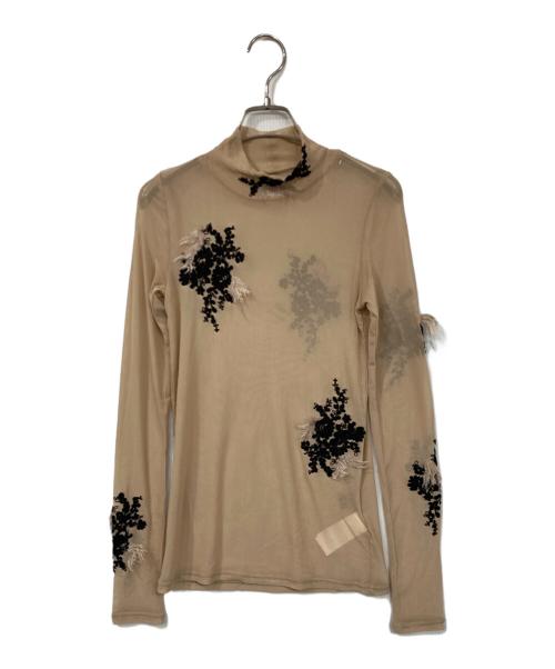 Ameri（アメリ）AMERI (アメリ) UND FUR EMBROIDERY SKIN TOP ベージュ サイズ:Fの古着・服飾アイテム