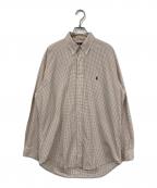 RALPH LAURENラルフローレン）の古着「チェックBDシャツ」｜ホワイト×ブラウン