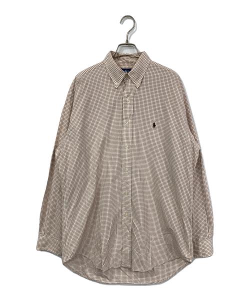 RALPH LAUREN（ラルフローレン）RALPH LAUREN (ラルフローレン) チェックBDシャツ ホワイト×ブラウン サイズ:Mの古着・服飾アイテム
