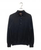 UNIVERSAL LANGUAGEユニバーサルランゲージ）の古着「メリノウール天竺ポロニット」｜ブラック
