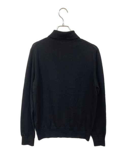 UNIVERSAL LANGUAGE（ユニバーサルランゲージ）UNIVERSAL LANGUAGE (ユニバーサルランゲージ) メリノウール天竺ポロニット ブラック サイズ:Mの古着・服飾アイテム