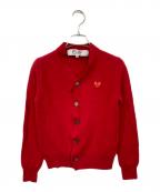 PLAY COMME des GARCONSプレイコムデギャルソン）の古着「ラインストーンハートロゴカーディガン」｜レッド