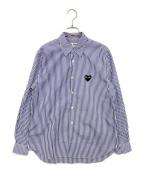 PLAY COMME des GARCONSプレイコムデギャルソン）の古着「Stripe Shirt With Black Emblem Pattern A」｜ブルー