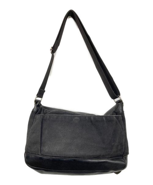 Y's（ワイズ）Y's (ワイズ) レザーフラップショルダーバッグ ブラックの古着・服飾アイテム