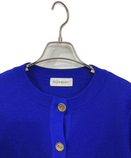 Yves Saint Laurent（イヴサンローラン）Yves Saint Laurent (イヴサンローラン) YSLロゴボタン ヴィンテージカーディガン ブルー サイズ:Mの古着・服飾アイテム