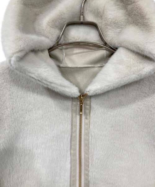 KEYUCA（ケユカ）KEYUCA (ケユカ) フェイクムートンフーディーハーフジャケット ベージュ サイズ:Fの古着・服飾アイテム