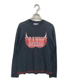 GANNI（ガニー）の古着「プリントロングスリーブTシャツ」｜グレー