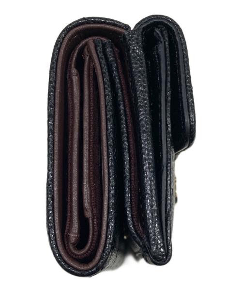 CHANEL（シャネル）CHANEL (シャネル) キャビアスキンフラップ3つ折り財布 ブラックの古着・服飾アイテム