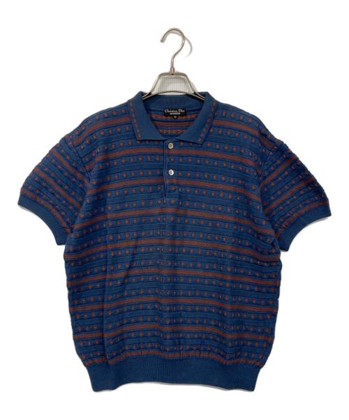 Christian Dior（クリスチャン ディオール）Christian Dior (クリスチャン ディオール) ニットポロシャツ ブルー サイズ:Mの古着・服飾アイテム