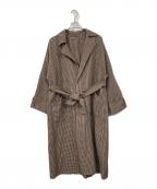 Mila Owenミラオーウェン）の古着「接結ロングトレンチコート」｜ブラウン×ベージュ