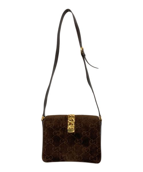 GUCCI（グッチ）GUCCI (グッチ) シルヴィGGベロアショルダーバッグ ブラウンの古着・服飾アイテム