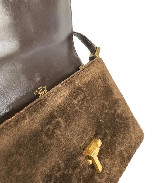 GUCCI（グッチ）GUCCI (グッチ) シルヴィGGベロアショルダーバッグ ブラウンの古着・服飾アイテム