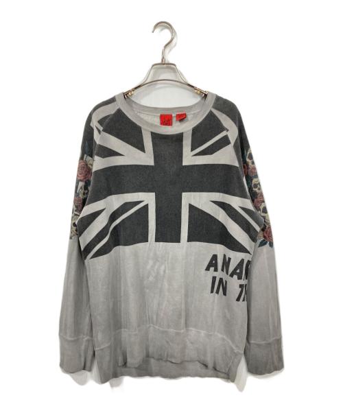 Amal Guessous（アマルゲソウス）Amal Guessous (アマルゲソウス) スカルプリントスウェット グレー サイズ:Lの古着・服飾アイテム