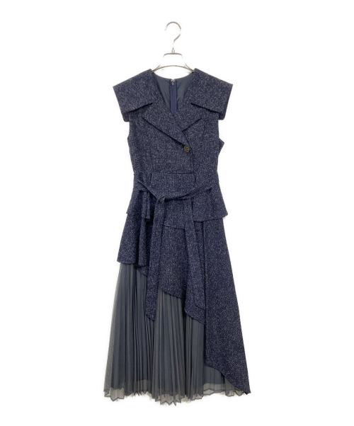 DazzliN（ダズリン）DazzliN (ダズリン) アシメプリーツトレンチワンピース ネイビー サイズ:Sの古着・服飾アイテム