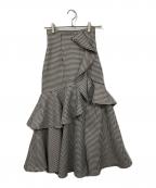 riendaリエンダ）の古着「千鳥フリルスリットスコートショートパンツ」｜ホワイト×ブラック