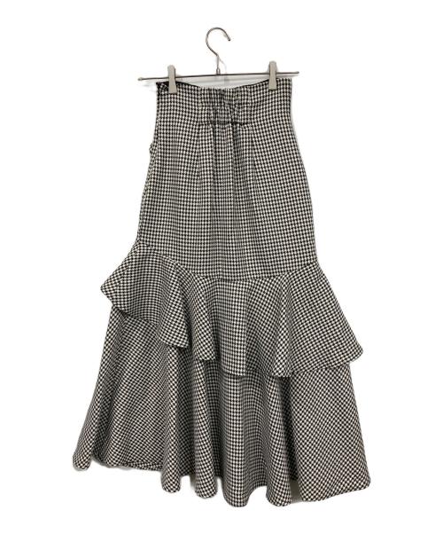 rienda（リエンダ）rienda (リエンダ) 千鳥フリルスリットスコートショートパンツ ホワイト×ブラック サイズ:S 未使用品の古着・服飾アイテム