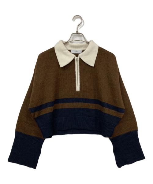 Adam et Rope（アダム エ ロペ）Adam et Rope (アダム エ ロペ) カラーブロックショートニットプルオーバー ブラウン サイズ:FREEの古着・服飾アイテム