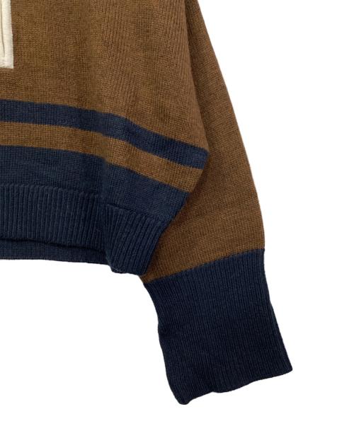 Adam et Rope（アダム エ ロペ）Adam et Rope (アダム エ ロペ) カラーブロックショートニットプルオーバー ブラウン サイズ:FREEの古着・服飾アイテム