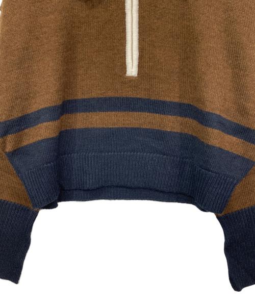 Adam et Rope（アダム エ ロペ）Adam et Rope (アダム エ ロペ) カラーブロックショートニットプルオーバー ブラウン サイズ:FREEの古着・服飾アイテム