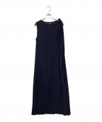 anuansアニュアンス）の古着「ランダムプリーツシアーロングワンピース」｜ネイビー
