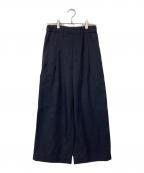 GALERIE VIEギャルリーヴィー）の古着「ナイリーギャバジン イージーサイドポケットパンツ」｜ネイビー