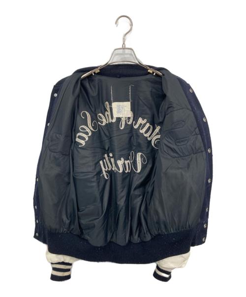 USED（USED）USED (USED) ワッペンウールスタジャン ネイビー×ホワイト サイズ:表記無しの古着・服飾アイテム