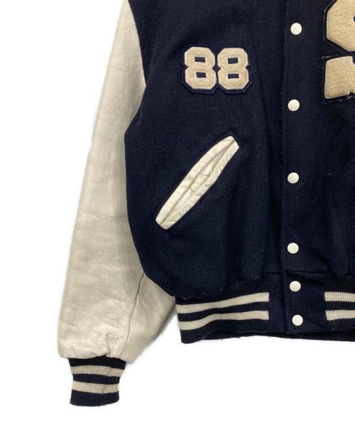 USED（USED）USED (USED) ワッペンウールスタジャン ネイビー×ホワイト サイズ:表記無しの古着・服飾アイテム