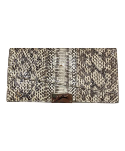 JIMMY CHOO（ジミーチュウ）JIMMY CHOO (ジミーチュウ) パイソン型押しクラッチバッグ ブラウンの古着・服飾アイテム