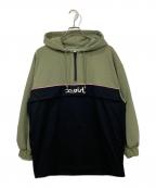 X-GIRLエックスガール）の古着「BICOLOR ANORAK SWEAT DRESS」｜カーキ×ブラック