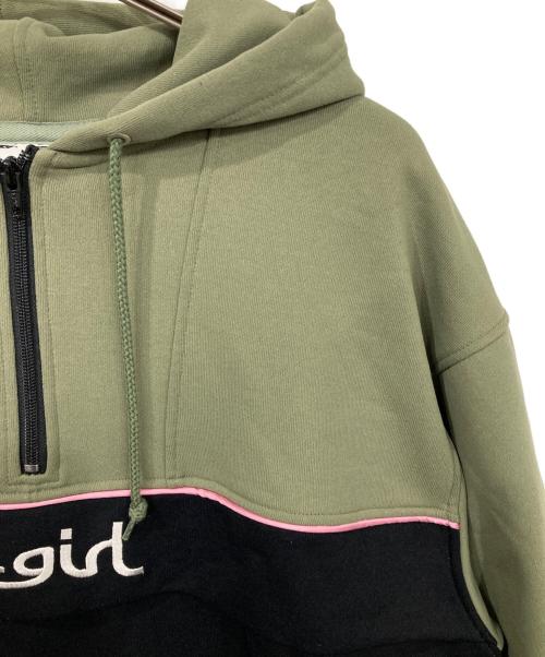 X-GIRL（エックスガール）X-girl (エックスガール) BICOLOR ANORAK SWEAT DRESS カーキ×ブラック サイズ:Sの古着・服飾アイテム